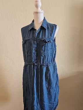 Denim Casual Comfy Soft Lieghtweight Jean Romper Dress Boho Bohemian Collegiate